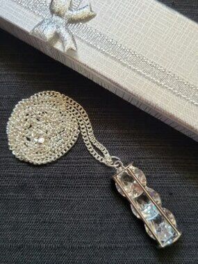 Elegant Rhinestone Silver Cage Necklace